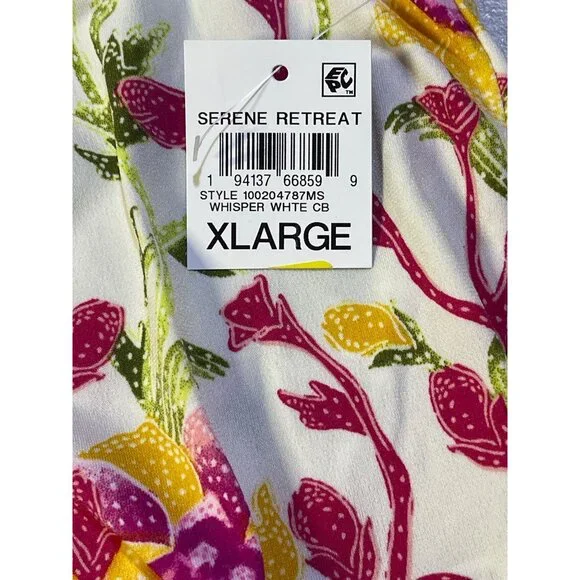 JM Collection XL Floral Boho Top Cream/Pink Short Bell Sleeves Smocked Neckline - Picture 13 of 13